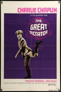 2b289 GREAT DICTATOR 1sh R72 Charlie Chaplin directs and stars, wacky WWII comedy!
