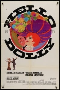 2b326 HELLO DOLLY 1sh '69 Richard Amsel artwork of Barbra Streisand & Walter Matthau!