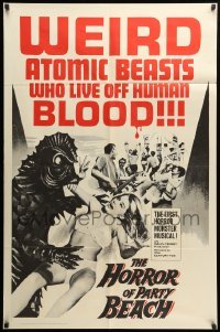 2b348 HORROR OF PARTY BEACH 1sh '64 first horror monster musical, beach party & atomic beast!