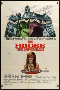 2b357 HOUSE THAT DRIPPED BLOOD int'l 1sh '71 Christopher Lee, Vampires! Voodoo! Vixens!