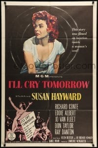 2b377 I'LL CRY TOMORROW 1sh '55 artwork of distressed Susan Hayward in her greatest performance!