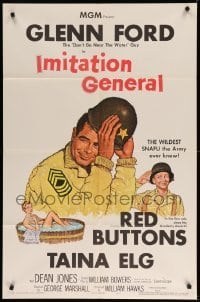 2b381 IMITATION GENERAL 1sh '58 art of soldiers Glenn Ford & Red Buttons + sexy Taina Elg!