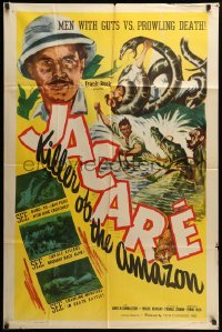 2b411 JACARE 1sh R48 Frank Buck's first feature picture ever filmed in the wild Amazon Jungle!
