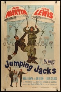 2b426 JUMPING JACKS 1sh '52 great image of Army paratroopers Dean Martin & Jerry Lewis!