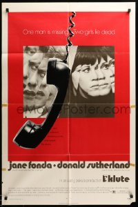 2b448 KLUTE 1sh '71 Donald Sutherland & Jane Fonda, dangling telephone art!