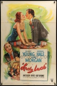 2b455 LADY LUCK style A 1sh '46 great romantic gambling artwork of Robert Young & Barbara Hale!