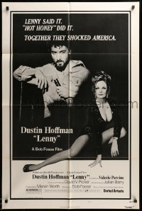2b467 LENNY style B 1sh '74 Dustin Hoffman as comedian Lenny Bruce w/microphone, Valerie Perrine!