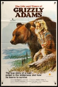 2b472 LIFE & TIMES OF GRIZZLY ADAMS 1sh '74 art of mountain man Dan Haggerty with bear!