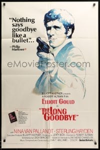 2b498 LONG GOODBYE int'l 1sh '73 artwork of Elliott Gould as Philip Marlowe with gun by Vic Fair!