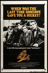 2b505 LORDS OF FLATBUSH 1sh '74 cool portrait of Fonzie, Rocky, & Perry as greasers in leather