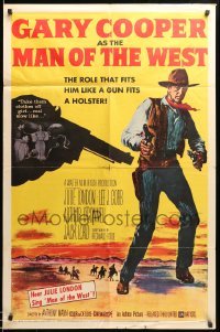 2b558 MAN OF THE WEST 1sh '58 Anthony Mann, cowboy Gary Cooper is the man of fast draw!