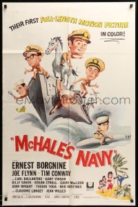2b573 McHALE'S NAVY 1sh '64 great artwork of Ernest Borgnine, Tim Conway & cast on ship!