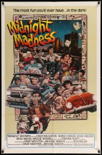 2b579 MIDNIGHT MADNESS 1sh '80 cool art of entire cast in boardgame by David McMacken!