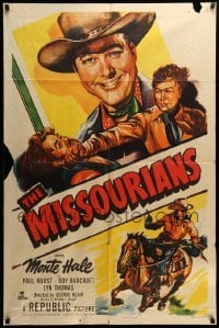 2b586 MISSOURIANS 1sh '50 artwork of rough & tough Monte Hale smiling and punching!