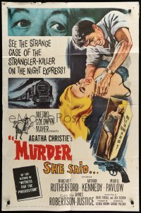 2b597 MURDER SHE SAID 1sh '61 detective Margaret Rutherford follows a strangler, Agatha Christie