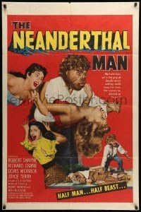 2b613 NEANDERTHAL MAN 1sh '53 great wacky monster image, nothing could keep him from his woman!