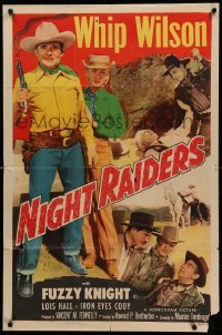 2b622 NIGHT RAIDERS 1sh '52 great full-length of Whip Wilson plus Iron Eyes Cody with knife!