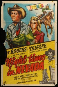 2b624 NIGHT TIME IN NEVADA 1sh '48 Roy Rogers, Trigger, Nolan & Sons of the Pioneers, Mara!