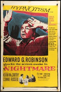 2b626 NIGHTMARE 1sh '56 cool art of Edward G. Robinson, from the Cornel Woolrich novel!