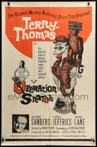 2b649 OPERATION SNATCH 1sh '62 wacky art of Terry-Thomas, monkey & George Sanders!