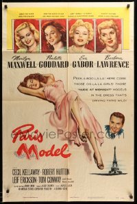 2b662 PARIS MODEL 1sh '53 sexy Marilyn Maxwell, Paulette Goddard & Eva Gabor!