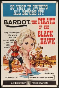 2b675 PIRATE OF THE BLACK HAWK 1sh '61 great art of super sexy sister of Brigitte Bardot!