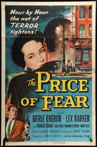 2b686 PRICE OF FEAR 1sh '56 the net of terror tightens on Merle Oberon, now there's no escape!