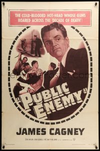 2b693 PUBLIC ENEMY 1sh R54 William Wellman directed classic, James Cagney & Jean Harlow!