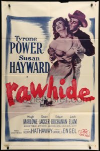 2b704 RAWHIDE 1sh R56 Tyrone Power & pretty Susan Hayward in western action!