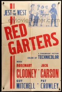 2b708 RED GARTERS 1sh '54 Clooney, cool inset image of cast, western musical, local theater!