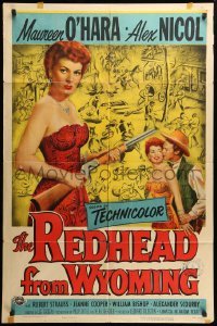 2b710 REDHEAD FROM WYOMING 1sh '53 sexy Maureen O'Hara had a weapon for every kind of man!