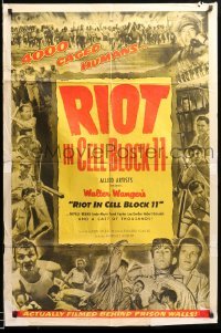 2b719 RIOT IN CELL BLOCK 11 1sh '54 directed by Don Siegel, Sam Peckinpah, 4,000 caged humans!