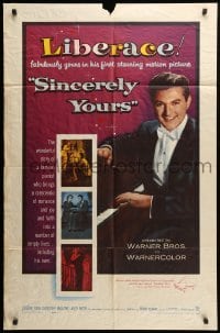 2b778 SINCERELY YOURS 1sh '55 famous pianist Liberace brings a crescendo of love to empty lives!
