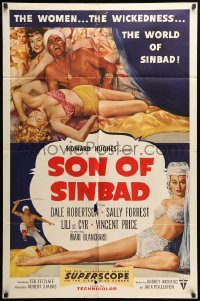 2b798 SON OF SINBAD 1sh '55 Howard Hughes, great art of super sexy harem women!