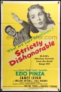 2b822 STRICTLY DISHONORABLE 1sh '51 what are Ezio Pinza's intentions toward Janet Leigh?