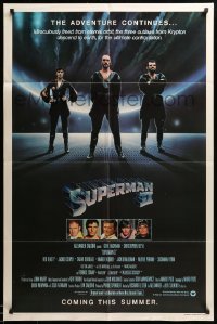 2b830 SUPERMAN II studio style teaser 1sh '81 Christopher Reeve, Terence Stamp, image of villains!