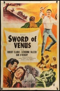 2b836 SWORD OF VENUS style A 1sh '53 Robert Clarke as the Son of Monte Cristo, getting revenge!