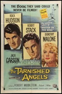 2b843 TARNISHED ANGELS 1sh '58 art of Rock Hudson, Stack, & sexiest Dorothy Malone!