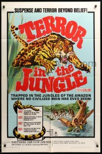 2b861 TERROR IN THE JUNGLE 1sh '68 Tom Desimone's Amazon jungle thriller!
