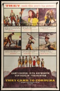 2b869 THEY CAME TO CORDURA 1sh '59 Gary Cooper, Rita Hayworth, Tab Hunter, Van Heflin!