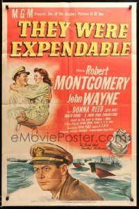 2b871 THEY WERE EXPENDABLE style D 1sh '45 John Wayne & Robert Montgomery, John Ford directed