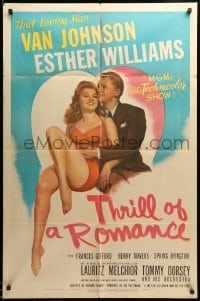 2b882 THRILL OF A ROMANCE 1sh '45 art of Van Johnson & sexy swimmer Esther Williams!