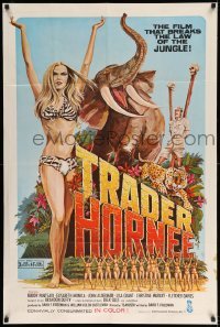 2b893 TRADER HORNEE 1sh '70 the film that breaks the law of the jungle, sexiest artwork!