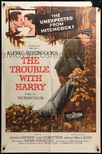 2b899 TROUBLE WITH HARRY 1sh '55 Alfred Hitchcock, John Forsythe, Shirley MacLaine, Gwenn