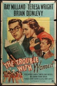 2b901 TROUBLE WITH WOMEN style A 1sh '46 artwork of Ray Milland, Teresa Wright, Brian Donlevy!