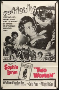 2b908 TWO WOMEN 1sh '61 Sophia Loren, Vittorio De Sica, suddenly love becomes lust