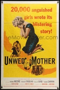 2b917 UNWED MOTHER 1sh '58 Norma Moore & Robert Vaughn, 20,000 anguished girls wrote this story!