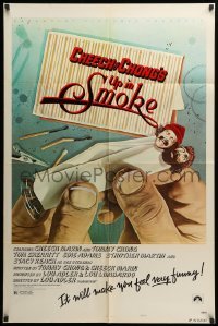 2b918 UP IN SMOKE style B 1sh '78 Cheech & Chong marijuana drug classic, great art!