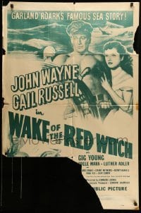2b939 WAKE OF THE RED WITCH INCOMPLETE 1sh R54 John Wayne & Gail Russell at sea!