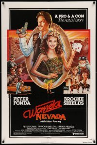 2b942 WANDA NEVADA 1sh '79 art of gamblers Brooke Shields holding 4 aces poker hand & Peter Fonda